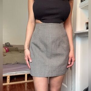 Black and Tan Gingham Mini Skirt